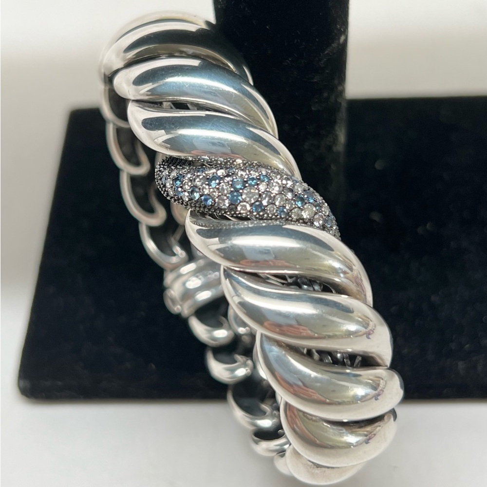 David Yurman Sculpted Hampton Cable Bracelet w/Diamonds, Sapphires & Tanzanites